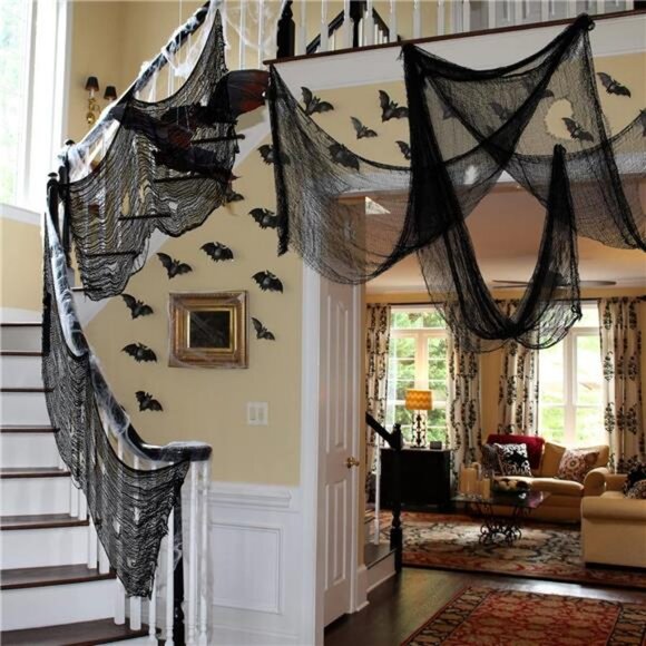 21 Pcs Halloween Decor Outdoor Set 3 Pcs Creepy Cloth, 16 Pcs 3D Bats Halloween - Picture 6 of 7